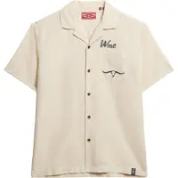 Superdry para homem. M4011007A Camisa bege da Resort Merchant Store (XL), Casual, Linho, Manga curta