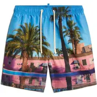 Superdry para homem. M3010233A Fato de banho com impressão fotográfica em material reciclado azul (L), Beachwear, Sustentável, Poliéster rec