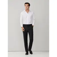 Hackett London para homem. HM470591 Calças simples cinzentas escuras (34), Casual, Sapatos de Festa, Cinza, Lã, Clássico