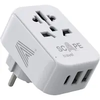 Scape Travel Carregador De Parede De Viagem Internacional Schuko Usb A/c 15w