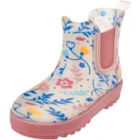 Playshoes Bota de borracha bege claro / azul / caril / cor-de-rosa
