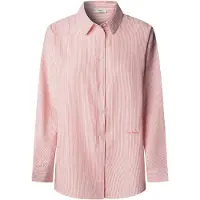 Pepe Jeans para mulher. PL3051395 Camisa às riscas de corte descontraído cor-de-rosa (M), Casual, Algodão, Manga comprida