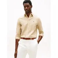 Tommy Hilfiger para homem. MW0MW42455 Camisa casual bege (L), Algodão, Clássico, Manga comprida