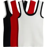 The Set Top de malha vermelho sangue / preto / branco lã