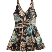 Next Vestido de fato de banho brocado / oliveira / petróleo / preto