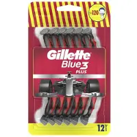 Gillette 12 lâminas de barbear descartáveis azuis e 3 vermelhas para homens