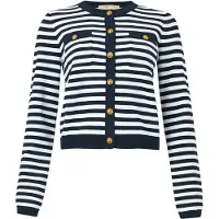 Michael Kors para mulher. MS661G1KVM Casaco de malha canelada às riscas azul-marinho, branco (XS), Casual, Viscoso