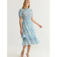 Trendyol Vestido bege / azul / azul claro / branco