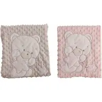 Bigbuy Fun Manta De Bebé Com Urso Bordado Duplo 100x75 Cm