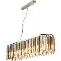 Searchlight Candeeiro suspenso Clarissa com prismas de cristal, 100 cm