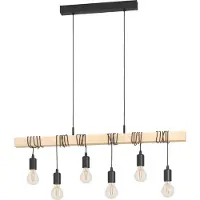 Eglo Candeeiro suspenso Townshend com madeira, seis luzes