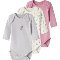 Name it Body De Manga Comprida Flower 3 Unidades