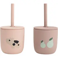 Done by Deer Pacote De 2 Copos Com Canudos Silicone Tiny Farm