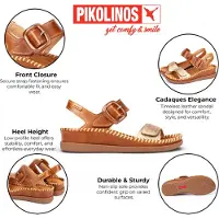 Pikolinos para mulher. W8K-0555C1 Sandálias de couro castanhas Cadaques (41), Marrom, 3 a 5cm, Fivela, Casual
