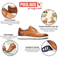 Pikolinos para homem. M1A-4276C1 Sapatos de couro castanho Manacor (42), Marrom, Plano, Cordão, Casual