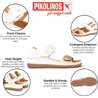 Pikolinos para mulher. W8K-0555C1 Sandálias de couro em couro Cadaques branco (41), 3 a 5cm, Fivela, Casual