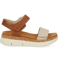 Pikolinos para mulher. W4N-0940C1 Sandálias Palma em pele castanha (38), Couro, Marrom, 1 a 3cm, Velcro, Casual