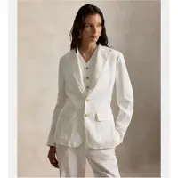 Ralph Lauren para mulher. 211B14270001 Blazer em linho com fecho de botões brancos e um só peito (32), Casual, Clássico