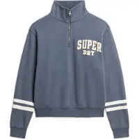 Superdry para mulher. W2012197A Camisola com meio fecho de correr Athletic Essentials com apliques azuis (XS), Azul, Casual, Algodão