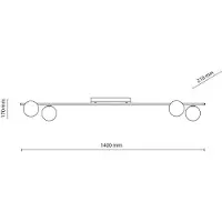 TK Lighting Candeeiro de teto Imelo, creme, 4 lâmpadas, vidro, comprimento 140 cm