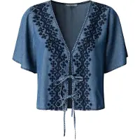 Pepe Jeans para mulher. PL3051391 Blusa Cleo azul (L), Casual, Manga curta, Lyocell