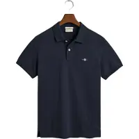 Gant para homem. 2220 Pólo de piqué escudo azul-marinho de corte justo (M), Casual, Algodão, Manga curta