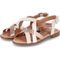 Pikolinos para mulher. W0X-0556C3 Sandálias de couro Algar castanhas, douradas (40), Bege, 1 a 3cm, Fivela, Casual