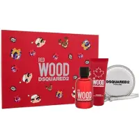 Dsquared2 Conjunto Dsquared 2: Red Wood Eau De Toilette Mulher 100 ml + Red Wood Gel de Duche e Champô 2 em 1 100 ml + Dsquared Bolsa em Tecido GWP Prata