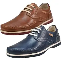 Pikolinos para homem. M9A-4118 Sapatos de couro com atacadores elásticos azuis Marbella (45), Azul, Plano, Cordão, Casual