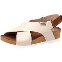 Pikolinos para mulher. W9E-0912 Sandálias Mahon em pele bege (37), Couro, Preto, 3 a 5cm, Velcro, Casual