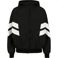 Urban Classics Casaco meia-estação 'Crinkle Batwing' preto / branco