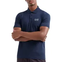 EA7 para homem. 8NPF14_PJVQZ Pólo de identidade principal em algodão elástico azul-marinho (M), Casual, Manga curta