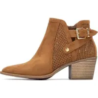 Xti para mulher. 14526501-CAMEL Botins 145265 castanho (37), Marrom, 3 a 5cm, Zíper, Casual