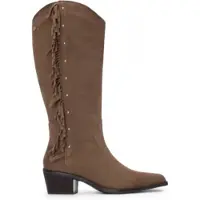 Carmela para mulher. 16266402-TAUPE Botas de couro 162664 taupe (39), Marrom, 3 a 5cm, Serraje, Zíper, Casual