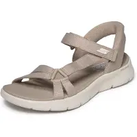 SKECHERS para mulher. 141481 Sandálias Slip-ins: GO WALK Flex - Illuminate taupe (39), Plano, Velcro, Casual, Esportivo, Beachwear, Multispo