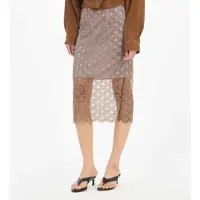 ROTATE para mulher. 1156352751 Saia midi de lantejoulas vieiras castanha (40), Marrom, Casual, Cinza, Polister Reciclado