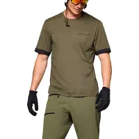 Norrøna - Vestuário BTT - Fjora Equaliser T-Shirt M Olive Night Caviar Black para Homem - Tamanho L - Preto