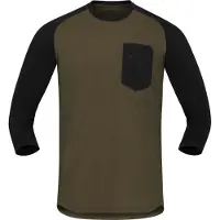 Norrøna - Vestuário BTT - Skibotn Equaliser Merino 3/4 T-Shirt M Olive Night Caviar Black para Homem - Tamanho M - Caqui