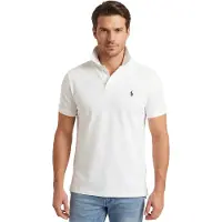 Ralph Lauren para homem. 710941439002 Pólo em piqué esticado Custom Slim Fit branco (M), Casual, Algodão, Manga curta