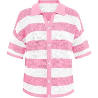 Imily Bela Casaco de malha rosa / branco
