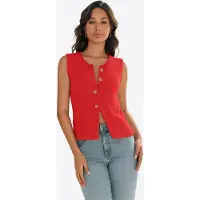 Imily Bela Colete de malha vermelho