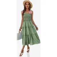 Imily Bela Vestido de verão verde / cor-de-rosa / branco