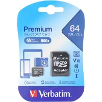 Verbatim Cartão De Memória Com Adaptador Premium Micro Sd Class 10 64gb