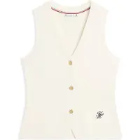 Tommy Hilfiger para mulher. WW0WW49707 Colete de malha de qualidade superior (S), Bege, Casual, Algodão