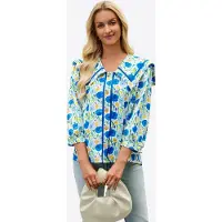 Imily Bela Blusa azul / azul claro / amarelo / branco