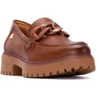 Xti para mulher. 14449103-CAMEL Mocassins 144491 castanho (36), Marrom, 3 a 5cm, Nenhum, Casual, Clássico