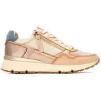 Carmela para mulher. 16251703-BEIGE Ténis de couro 162517 castanho (37), Bege, Plano, Zíper, Casual