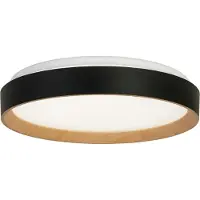 Searchlight Candeeiro de teto Sorrento preto/madeira decoração Ø 38 cm Comando à distância
