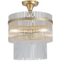 Searchlight Candeeiro de teto Lara, Ø 35 cm, dourado/transparente, vidro/metal