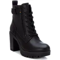 Refresh para mulher. 17123202-NEGRO Botins com fivela -Altura do salto 8cm- preto (37), 5 a 8cm, Cordão, Zíper, Casual, Imitação de couro
